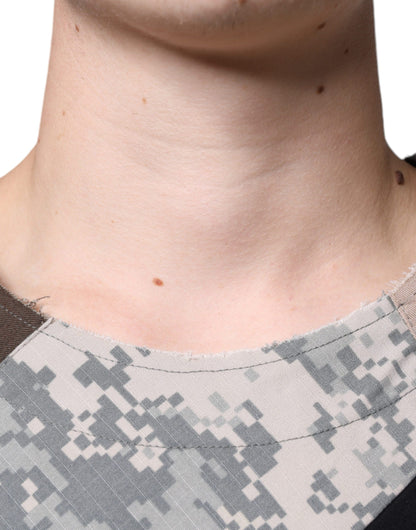 Dolce &amp; Gabbana Mehrfarbiges Camouflage-Patchwork-DG Royal-T-Shirt