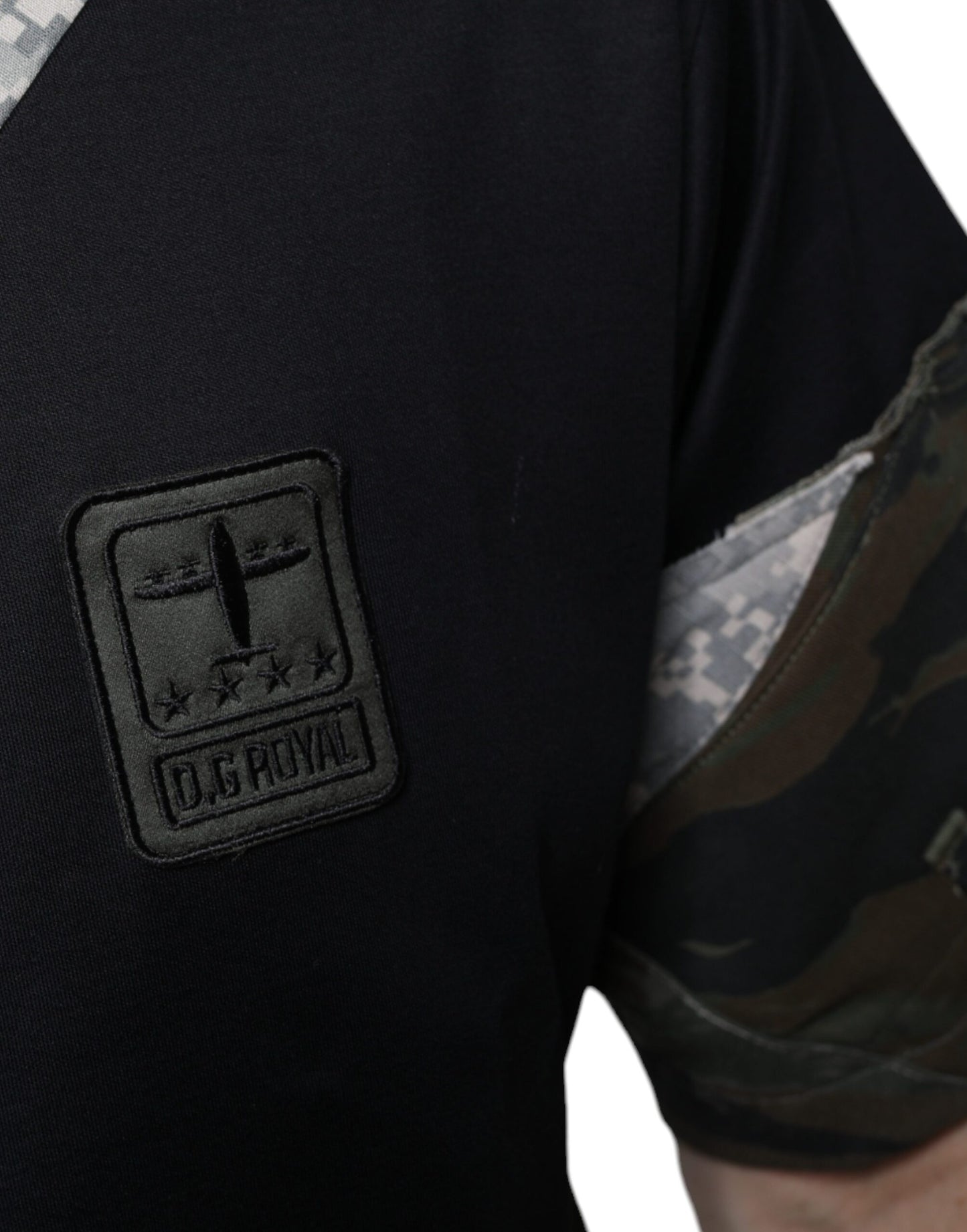 Dolce &amp; Gabbana Mehrfarbiges Camouflage-Patchwork-DG Royal-T-Shirt