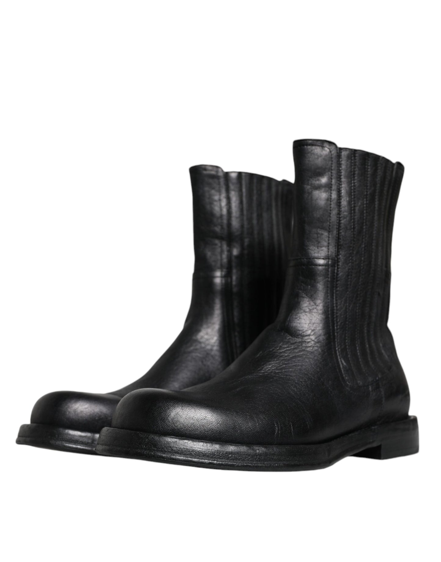 Dolce &amp; Gabbana – Wadenhohe Stiefel aus schwarzem Pferdeleder