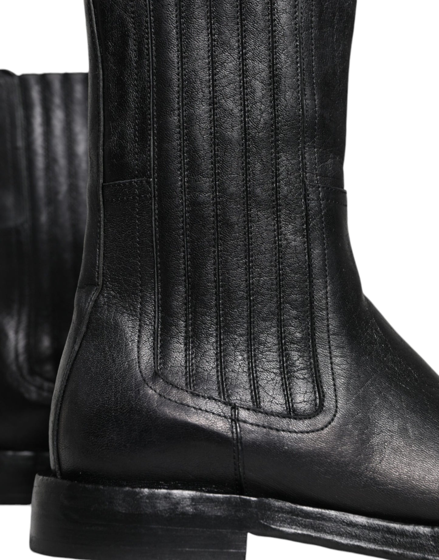 Dolce &amp; Gabbana – Wadenhohe Stiefel aus schwarzem Pferdeleder