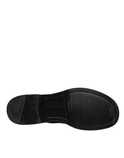 Dolce &amp; Gabbana – Wadenhohe Stiefel aus schwarzem Pferdeleder