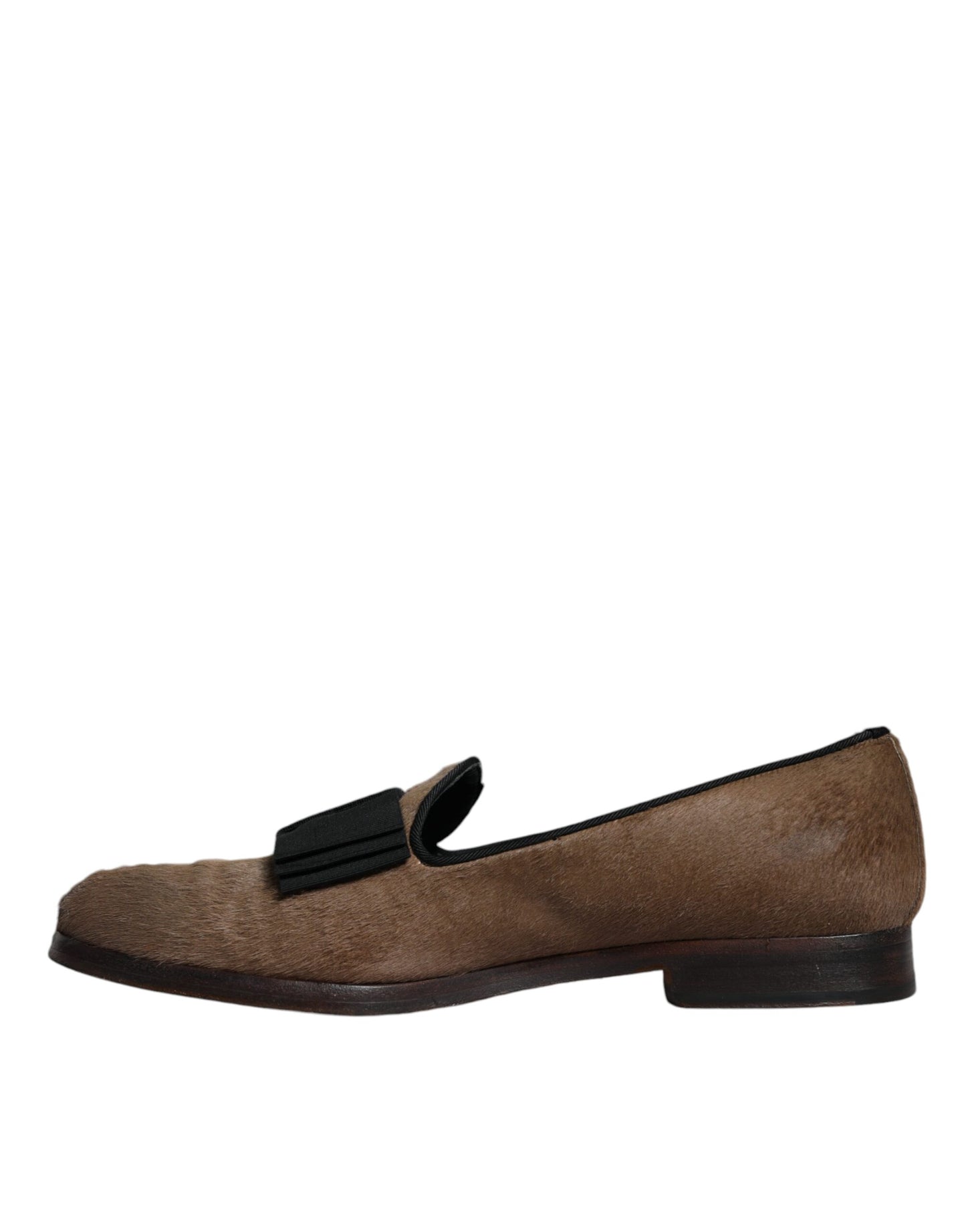 Dolce &amp; Gabbana – Loafer aus braunem Kalbshaarleder, formelle Abendschuhe