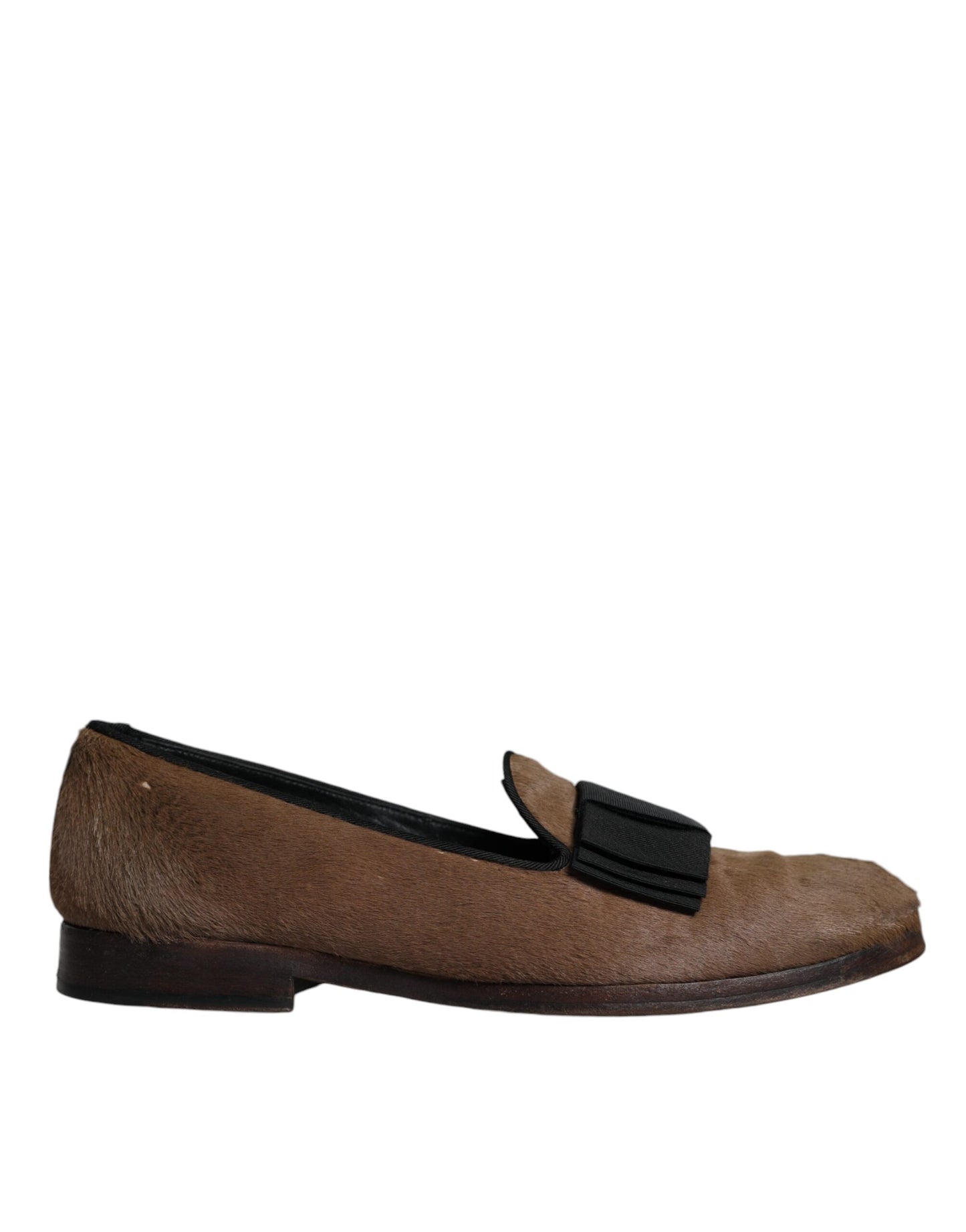 Dolce &amp; Gabbana – Loafer aus braunem Kalbshaarleder, formelle Abendschuhe