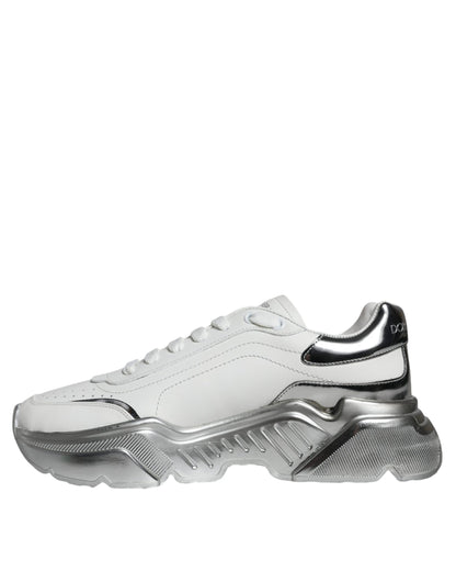 Dolce &amp; Gabbana Weiß Silber Daymaster Low Top Sneakers Schuhe