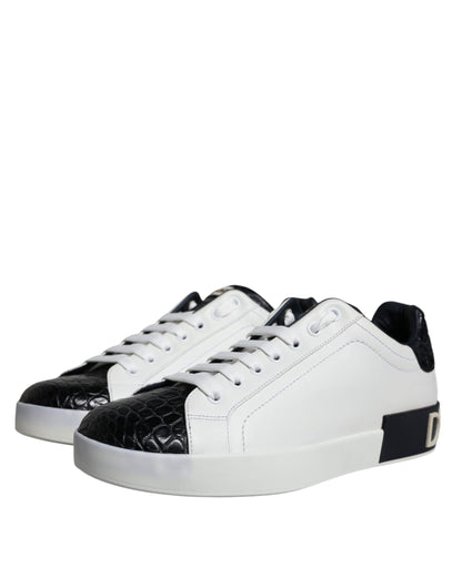 Dolce &amp; Gabbana – Portofino-Sneakers aus schwarzem Leder mit Logo
