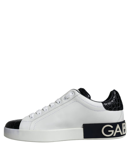 Dolce &amp; Gabbana – Portofino-Sneakers aus schwarzem Leder mit Logo