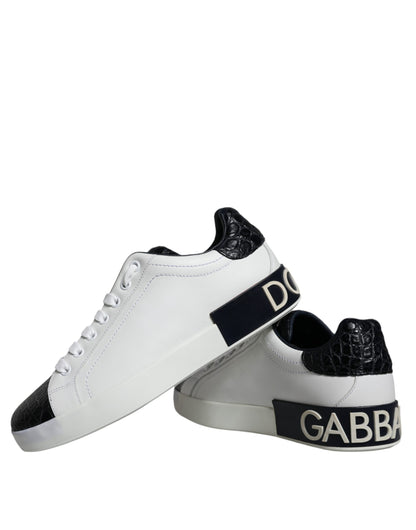 Dolce &amp; Gabbana – Portofino-Sneakers aus schwarzem Leder mit Logo