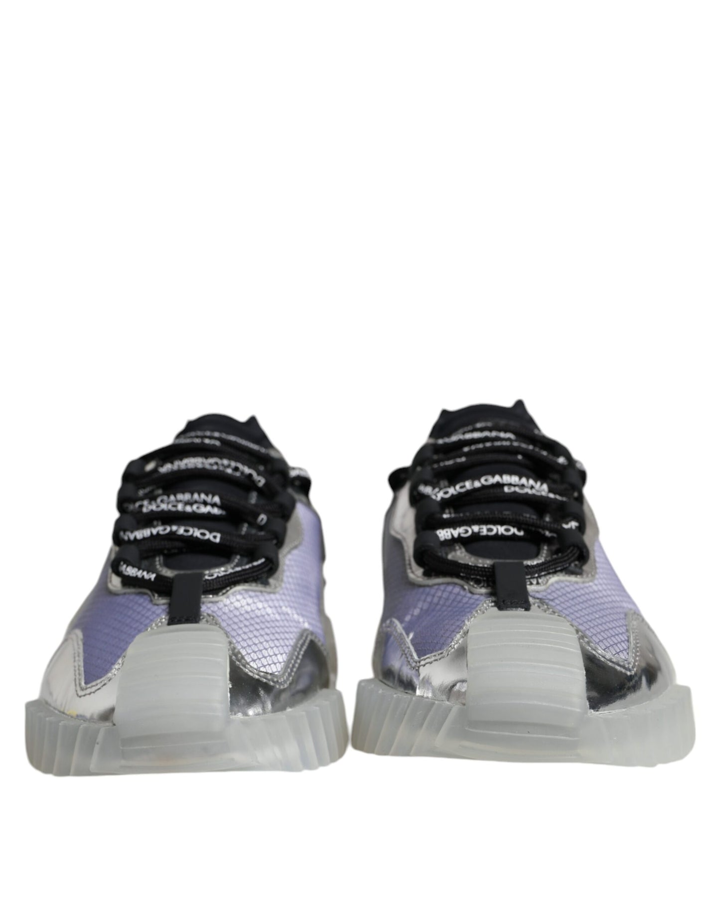 Dolce &amp; Gabbana Silber Schwarz Nylon NS1 Low Top Sneakers Schuhe