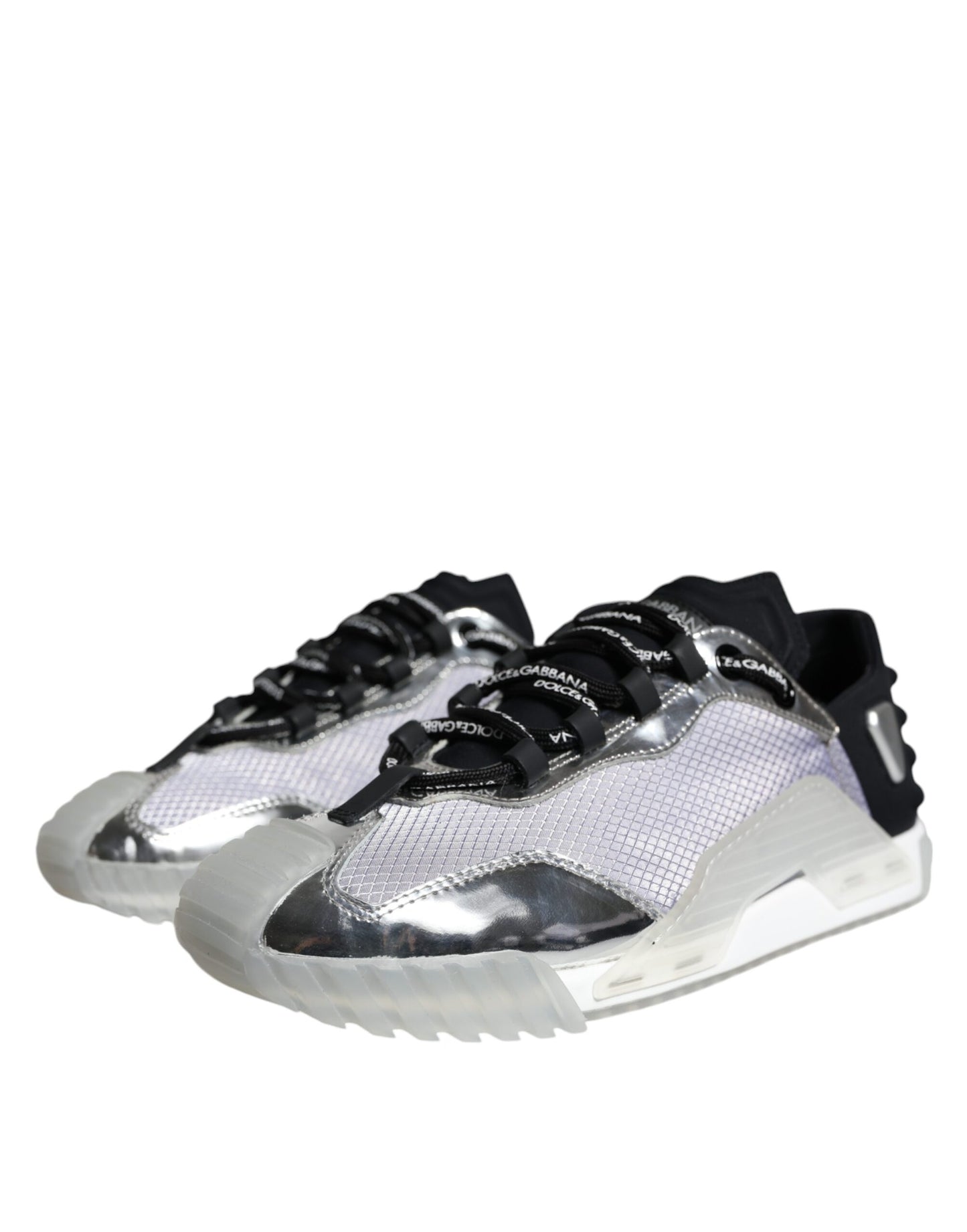 Dolce &amp; Gabbana Silber Schwarz Nylon NS1 Low Top Sneakers Schuhe