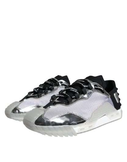 Dolce &amp; Gabbana Silber Schwarz Nylon NS1 Low Top Sneakers Schuhe