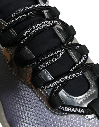 Dolce &amp; Gabbana Silber Schwarz Nylon NS1 Low Top Sneakers Schuhe
