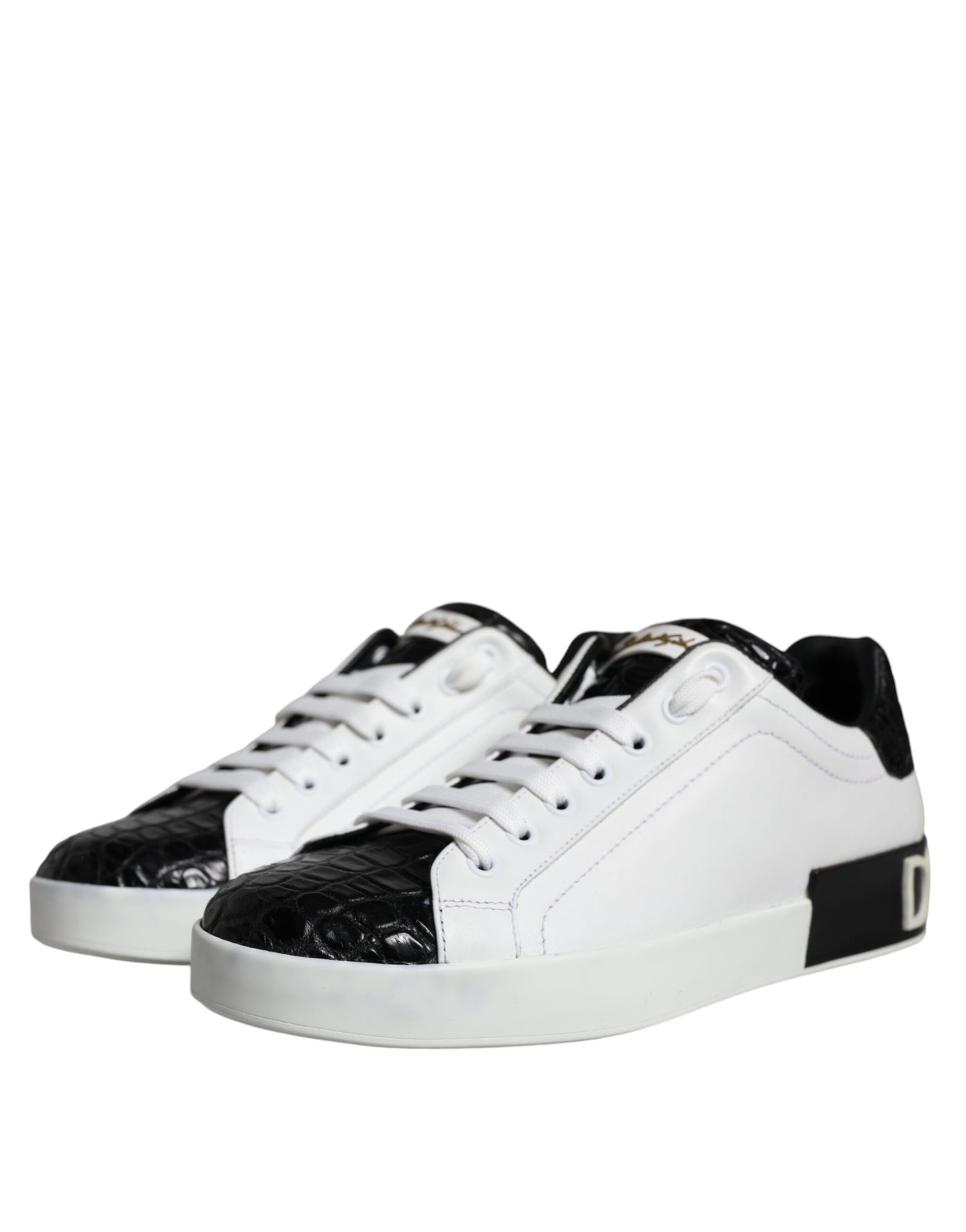 Dolce &amp; Gabbana – Portofino-Sneakers aus schwarzem Leder mit Logo