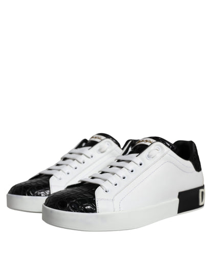 Dolce &amp; Gabbana – Portofino-Sneakers aus schwarzem Leder mit Logo