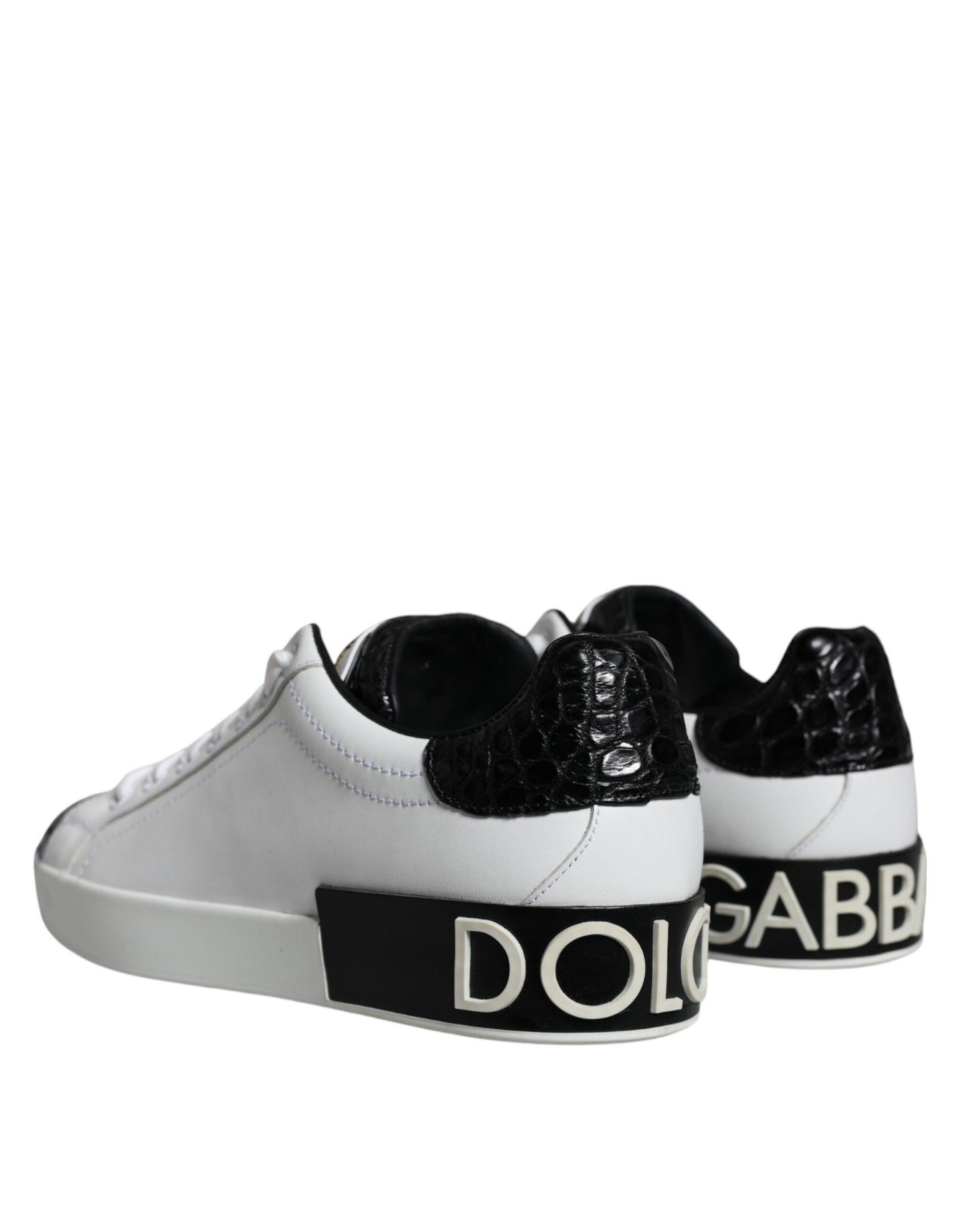 Dolce &amp; Gabbana – Portofino-Sneakers aus schwarzem Leder mit Logo