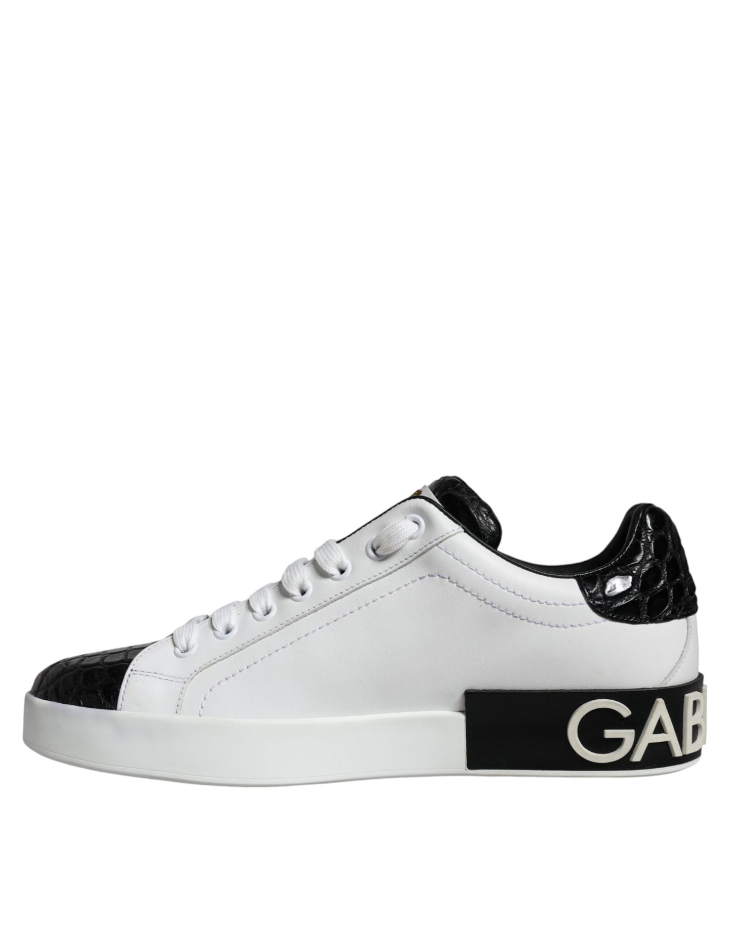 Dolce &amp; Gabbana – Portofino-Sneakers aus schwarzem Leder mit Logo