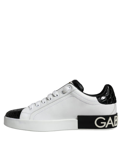 Dolce &amp; Gabbana – Portofino-Sneakers aus schwarzem Leder mit Logo
