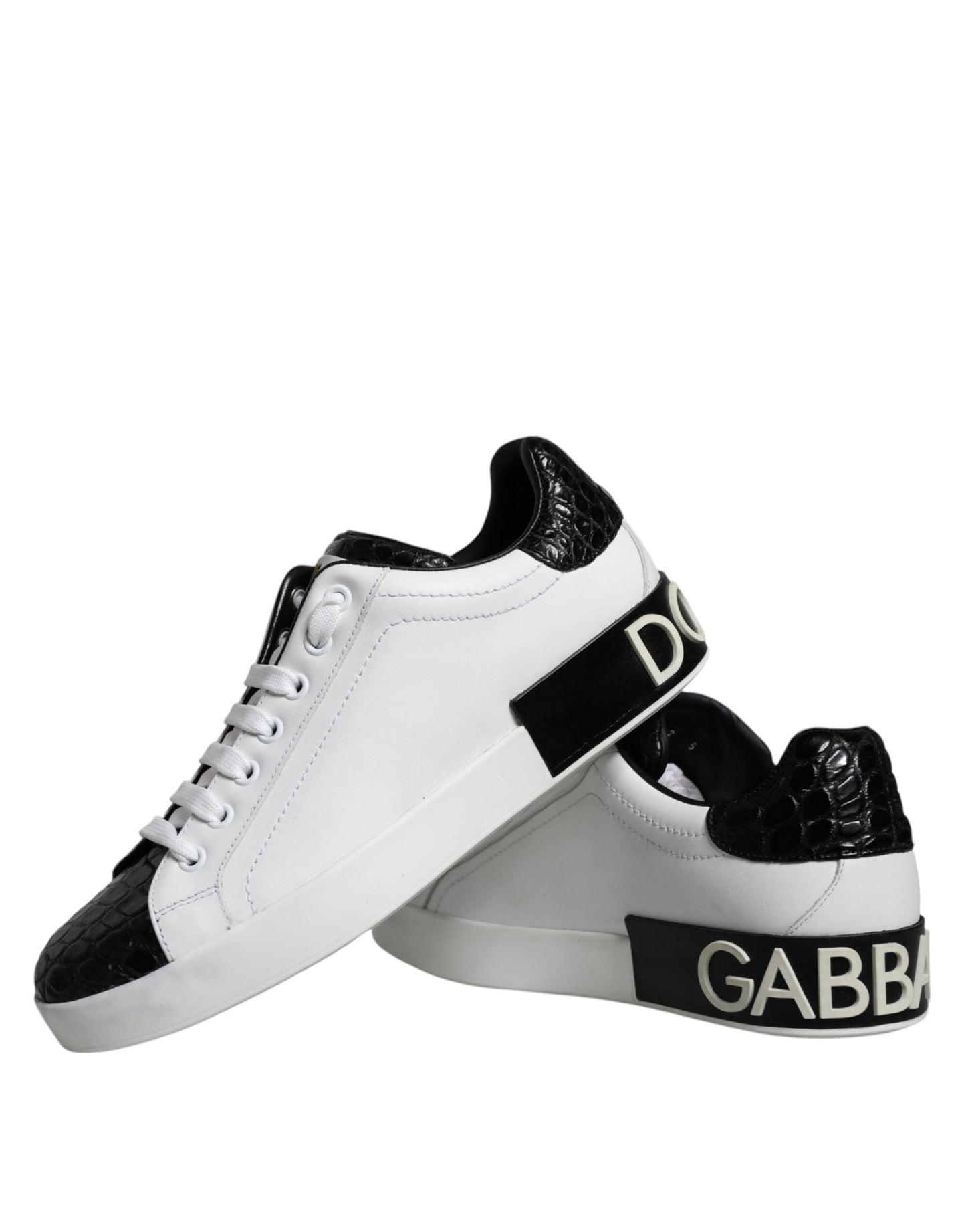 Dolce &amp; Gabbana – Portofino-Sneakers aus schwarzem Leder mit Logo