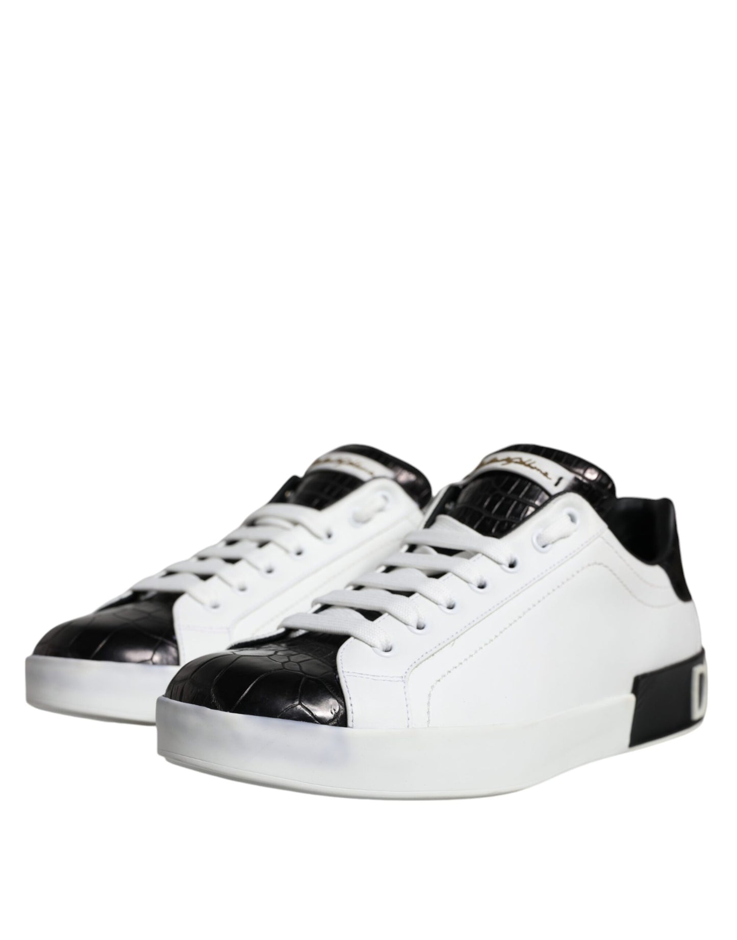 Dolce &amp; Gabbana – Portofino-Sneakers aus schwarzem Leder mit Logo