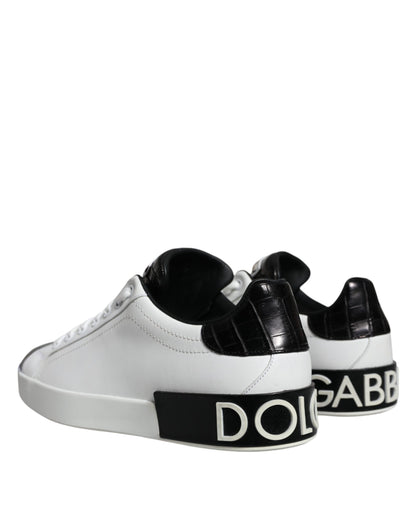 Dolce &amp; Gabbana – Portofino-Sneakers aus schwarzem Leder mit Logo