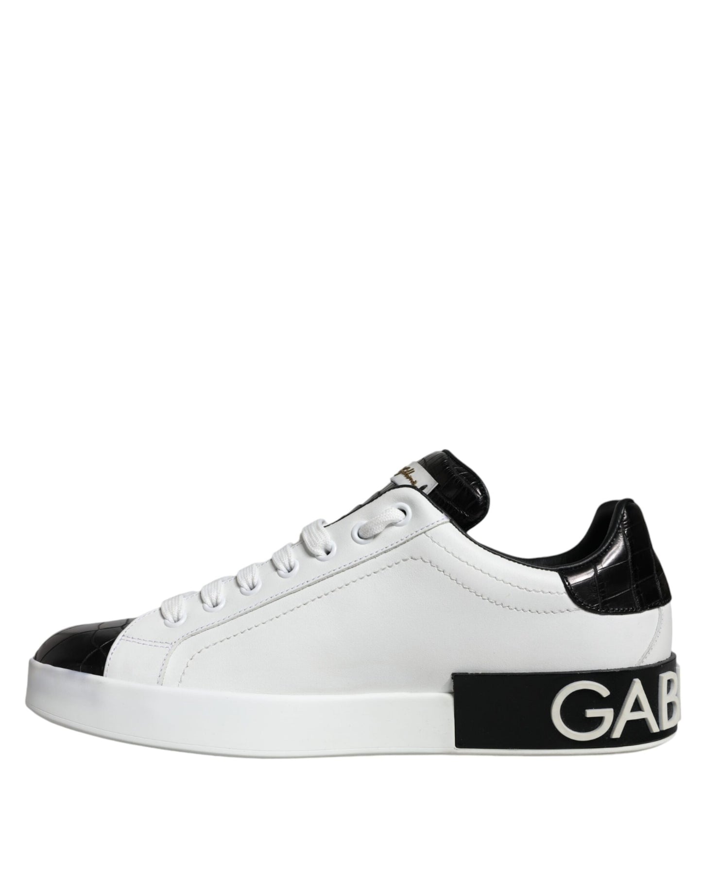 Dolce &amp; Gabbana – Portofino-Sneakers aus schwarzem Leder mit Logo