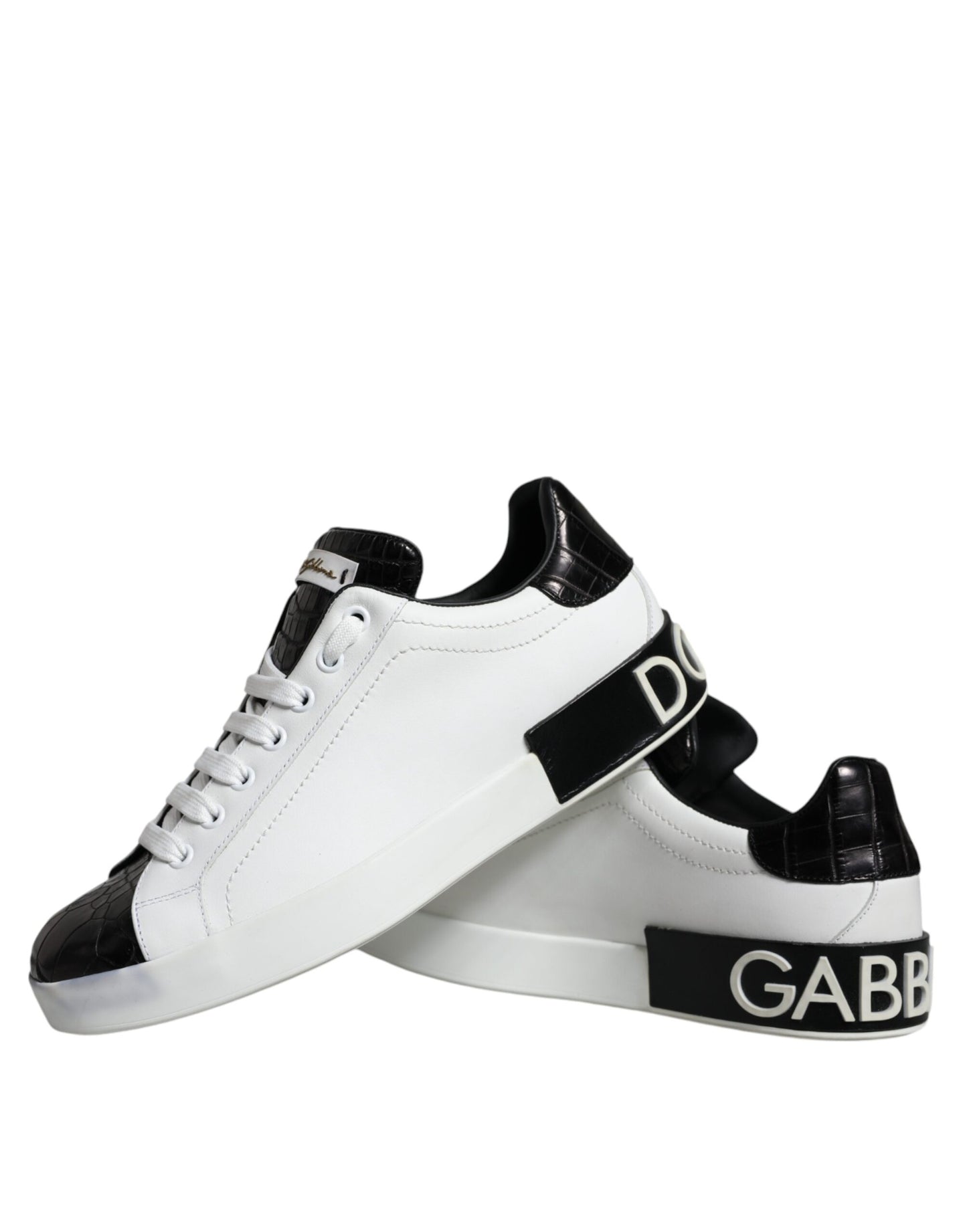 Dolce &amp; Gabbana – Portofino-Sneakers aus schwarzem Leder mit Logo