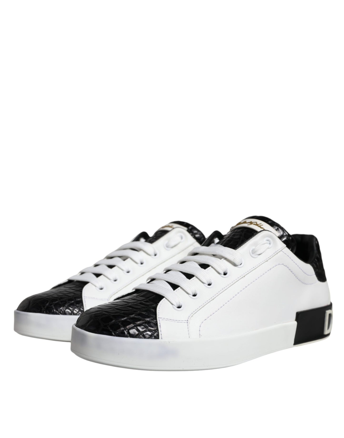 Dolce &amp; Gabbana – Portofino-Sneakers aus schwarzem Leder mit Logo
