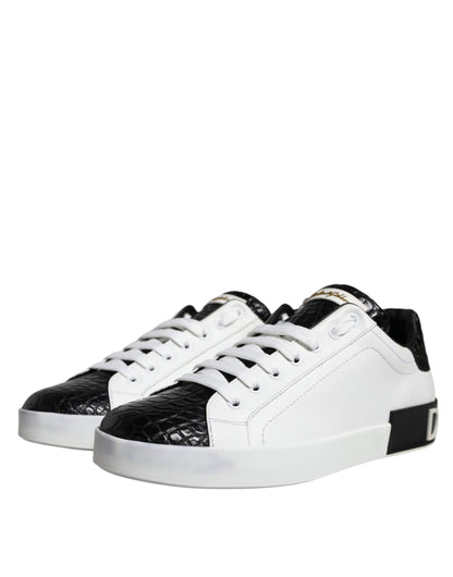 Dolce &amp; Gabbana – Portofino-Sneakers aus schwarzem Leder mit Logo