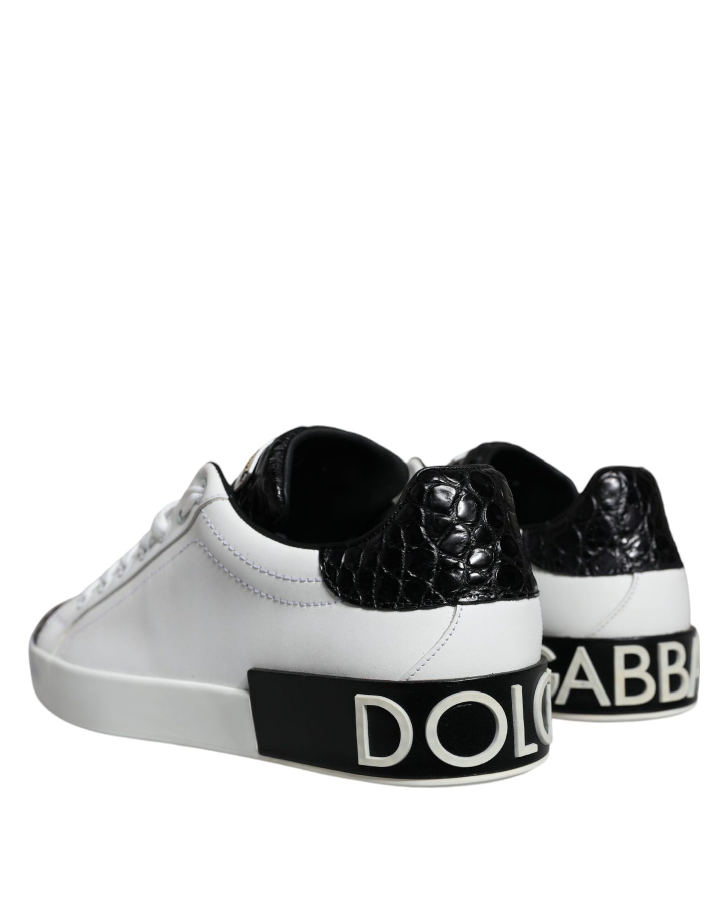Dolce &amp; Gabbana – Portofino-Sneakers aus schwarzem Leder mit Logo