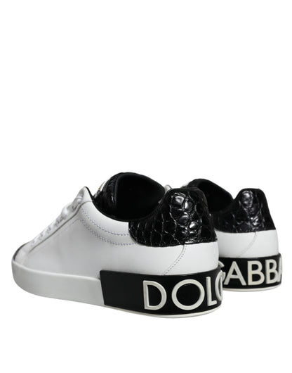 Dolce &amp; Gabbana – Portofino-Sneakers aus schwarzem Leder mit Logo