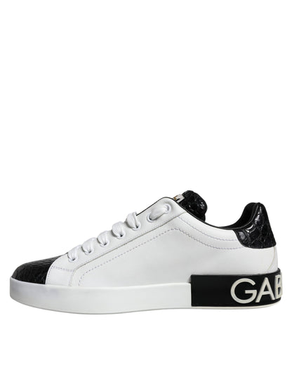 Dolce &amp; Gabbana – Portofino-Sneakers aus schwarzem Leder mit Logo