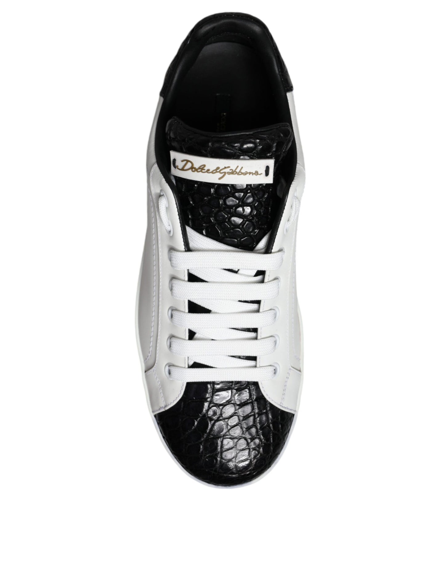 Dolce &amp; Gabbana – Portofino-Sneakers aus schwarzem Leder mit Logo