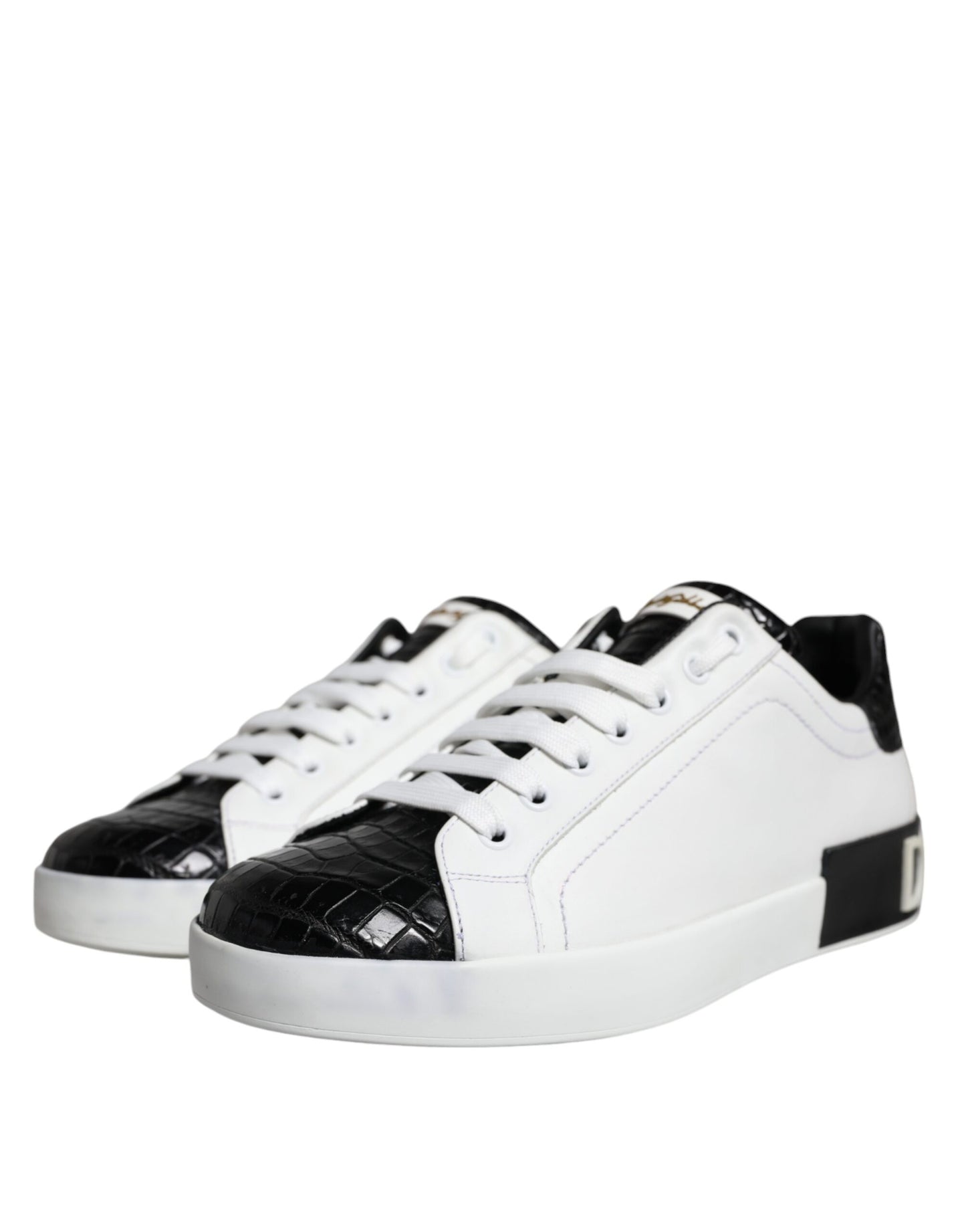 Dolce &amp; Gabbana – Portofino-Sneakers aus schwarzem Leder mit Logo