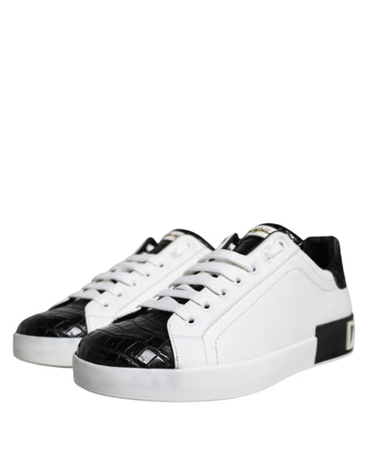 Dolce &amp; Gabbana – Portofino-Sneakers aus schwarzem Leder mit Logo