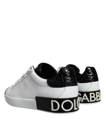 Dolce &amp; Gabbana – Portofino-Sneakers aus schwarzem Leder mit Logo