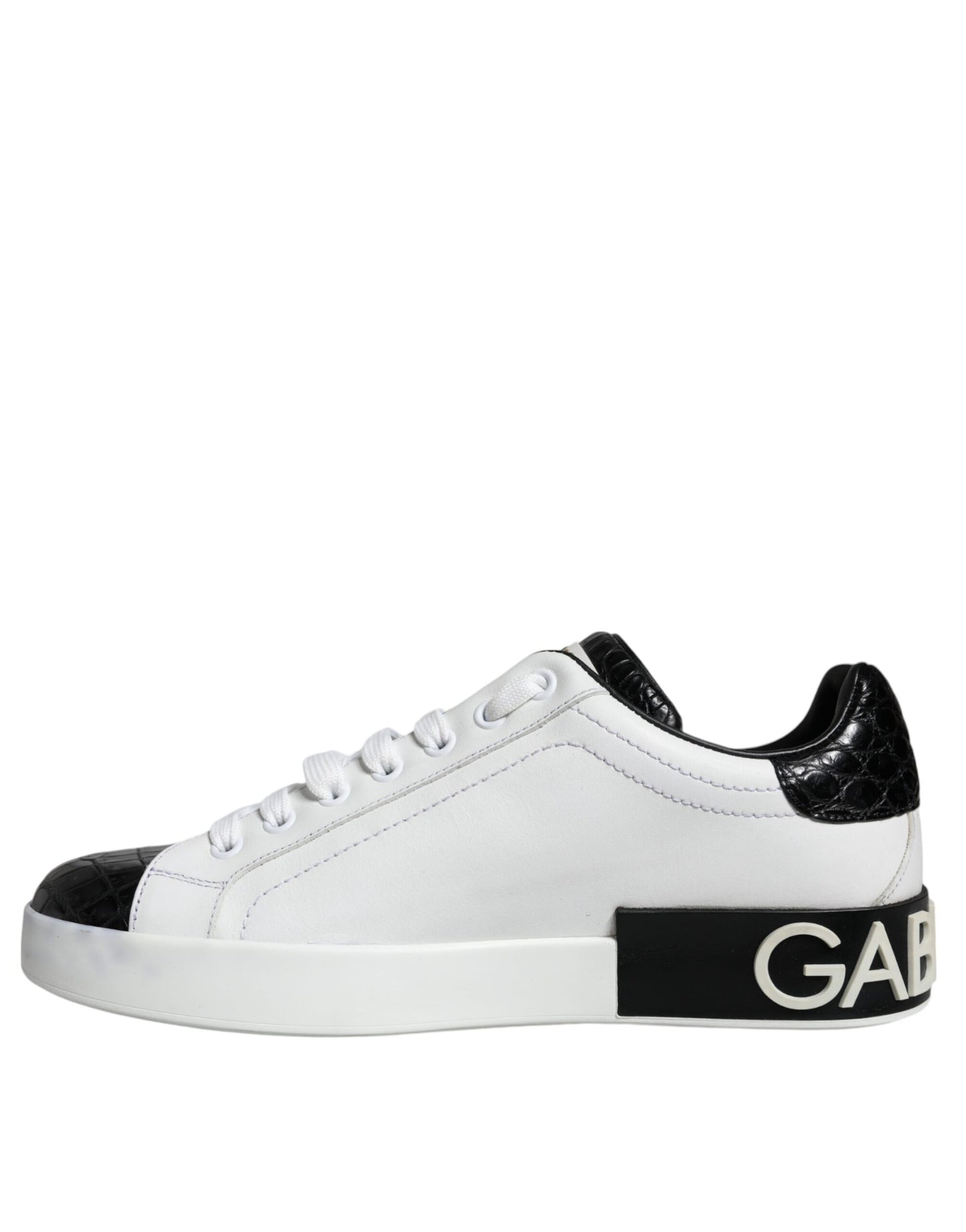 Dolce &amp; Gabbana – Portofino-Sneakers aus schwarzem Leder mit Logo