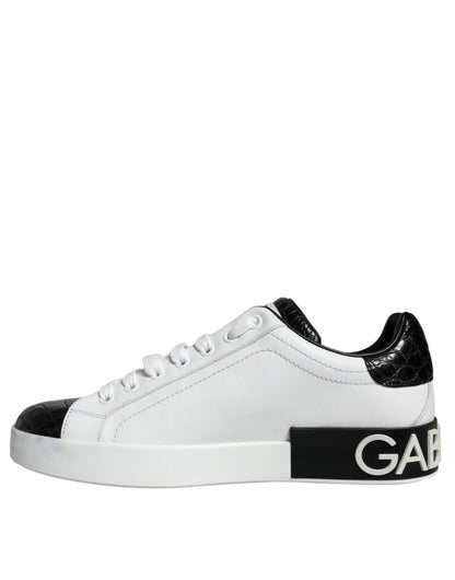 Dolce &amp; Gabbana – Portofino-Sneakers aus schwarzem Leder mit Logo