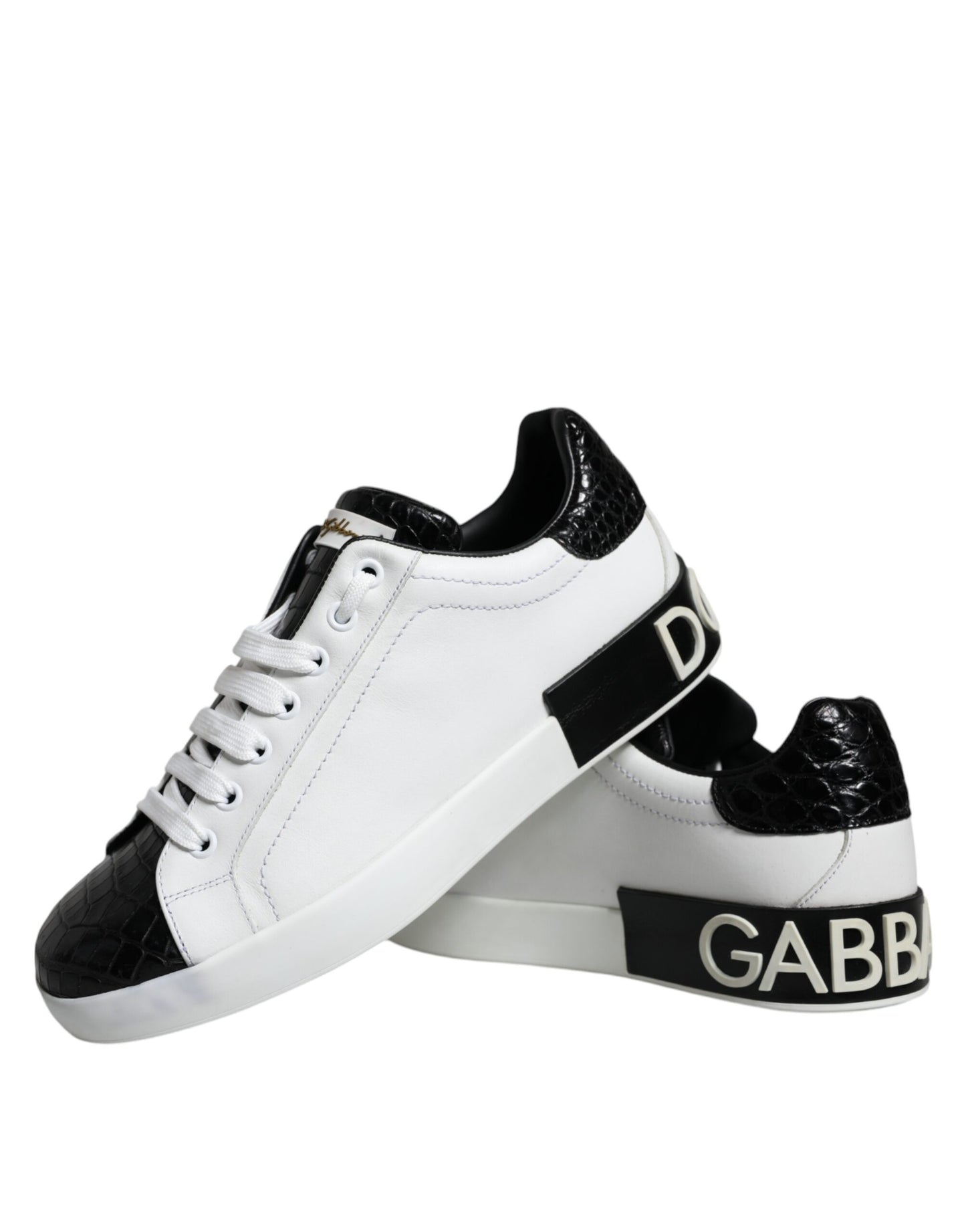 Dolce &amp; Gabbana – Portofino-Sneakers aus schwarzem Leder mit Logo