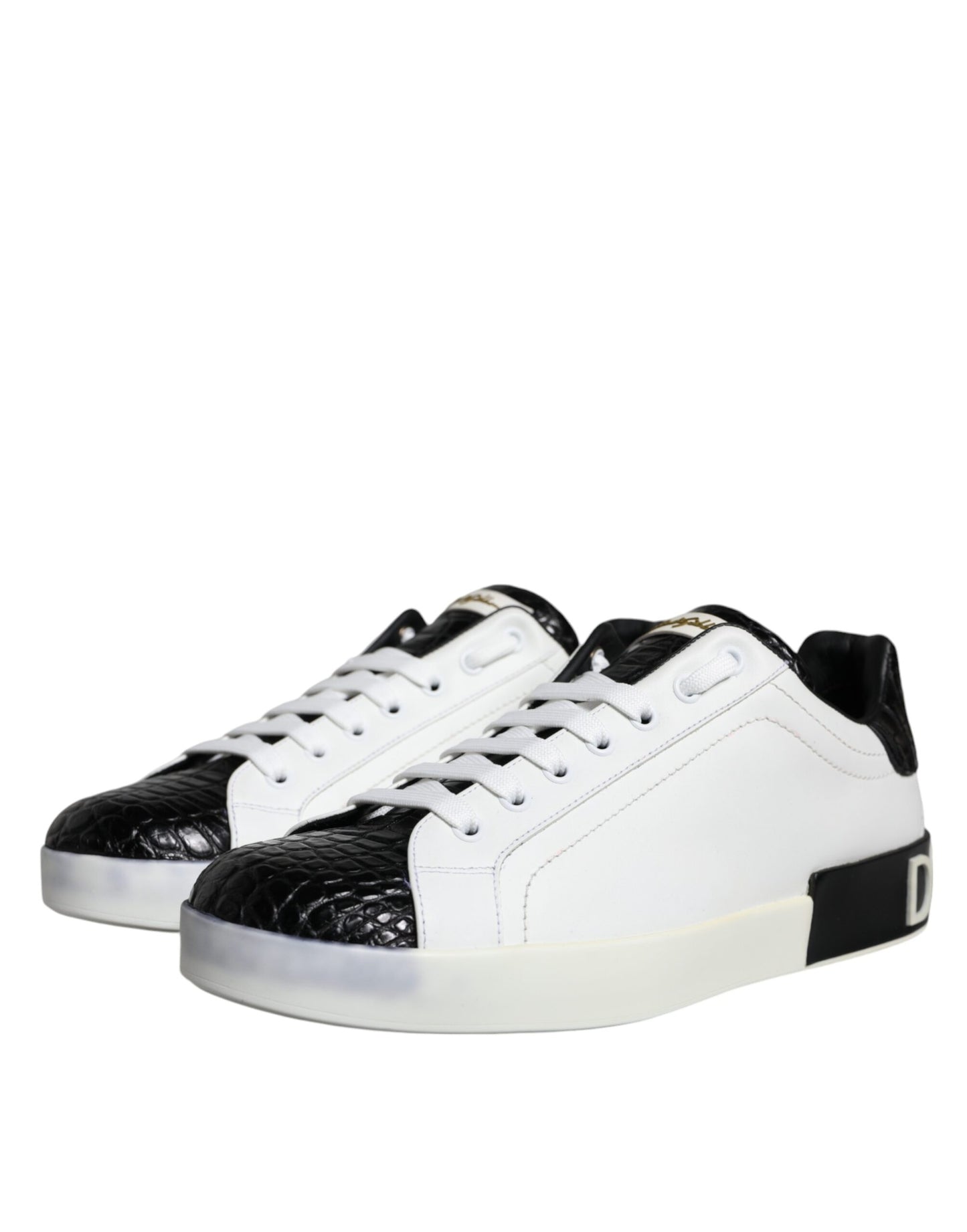 Dolce &amp; Gabbana – Portofino-Sneakers aus schwarzem Leder mit Logo