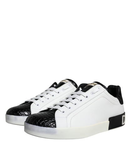 Dolce &amp; Gabbana – Portofino-Sneakers aus schwarzem Leder mit Logo