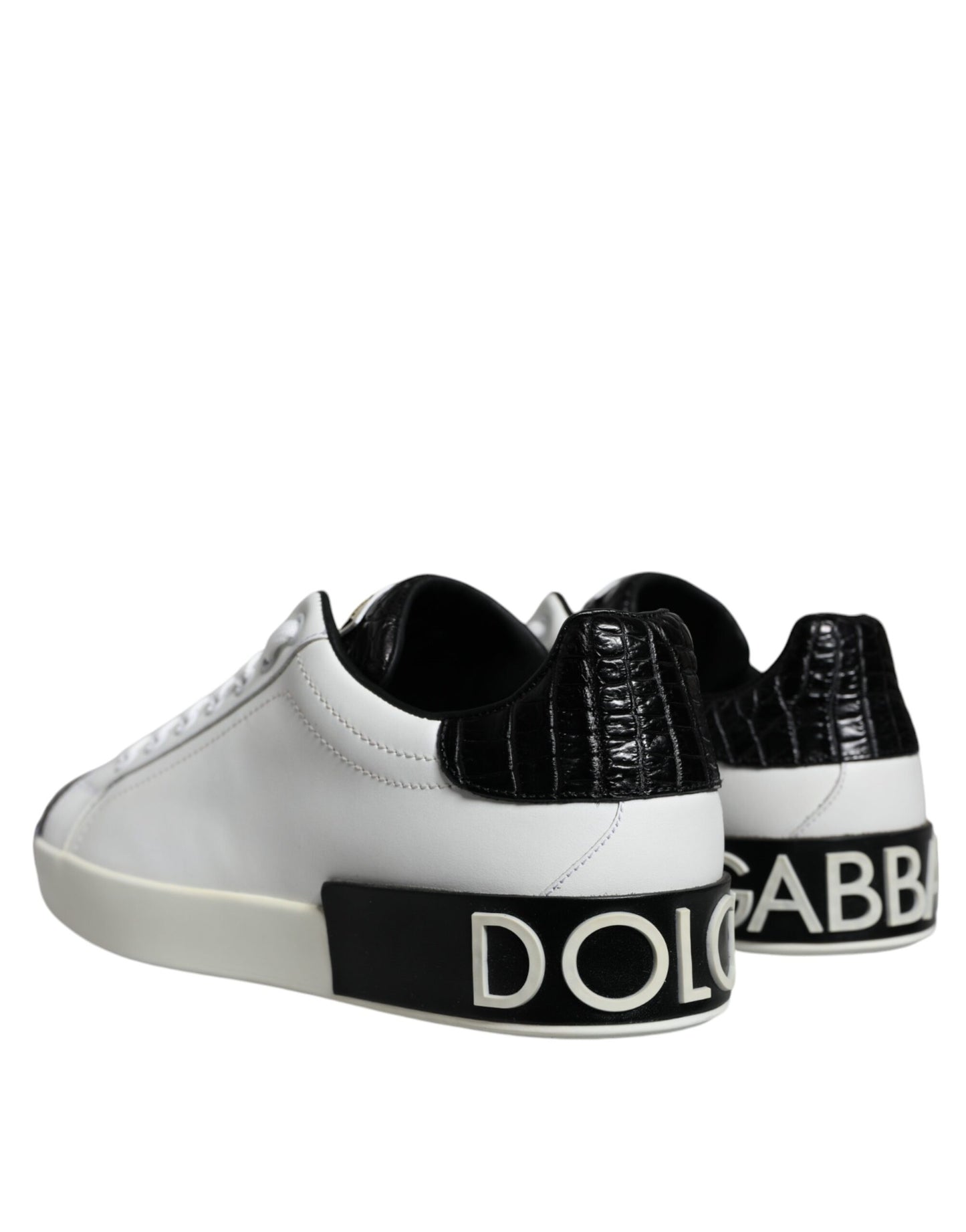 Dolce &amp; Gabbana – Portofino-Sneakers aus schwarzem Leder mit Logo