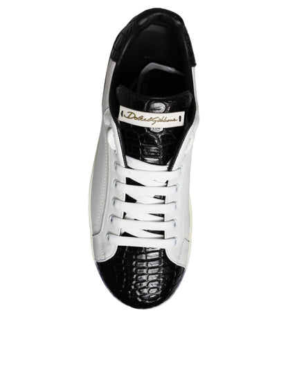 Dolce &amp; Gabbana – Portofino-Sneakers aus schwarzem Leder mit Logo