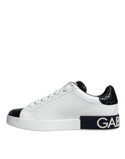Dolce &amp; Gabbana – Portofino-Sneakers aus weißem Leder mit Logo