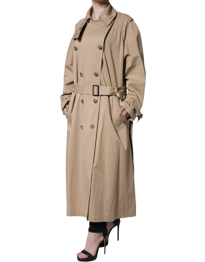 Dolce &amp; Gabbana – Zweireihige Trenchcoat-Jacke in Khaki