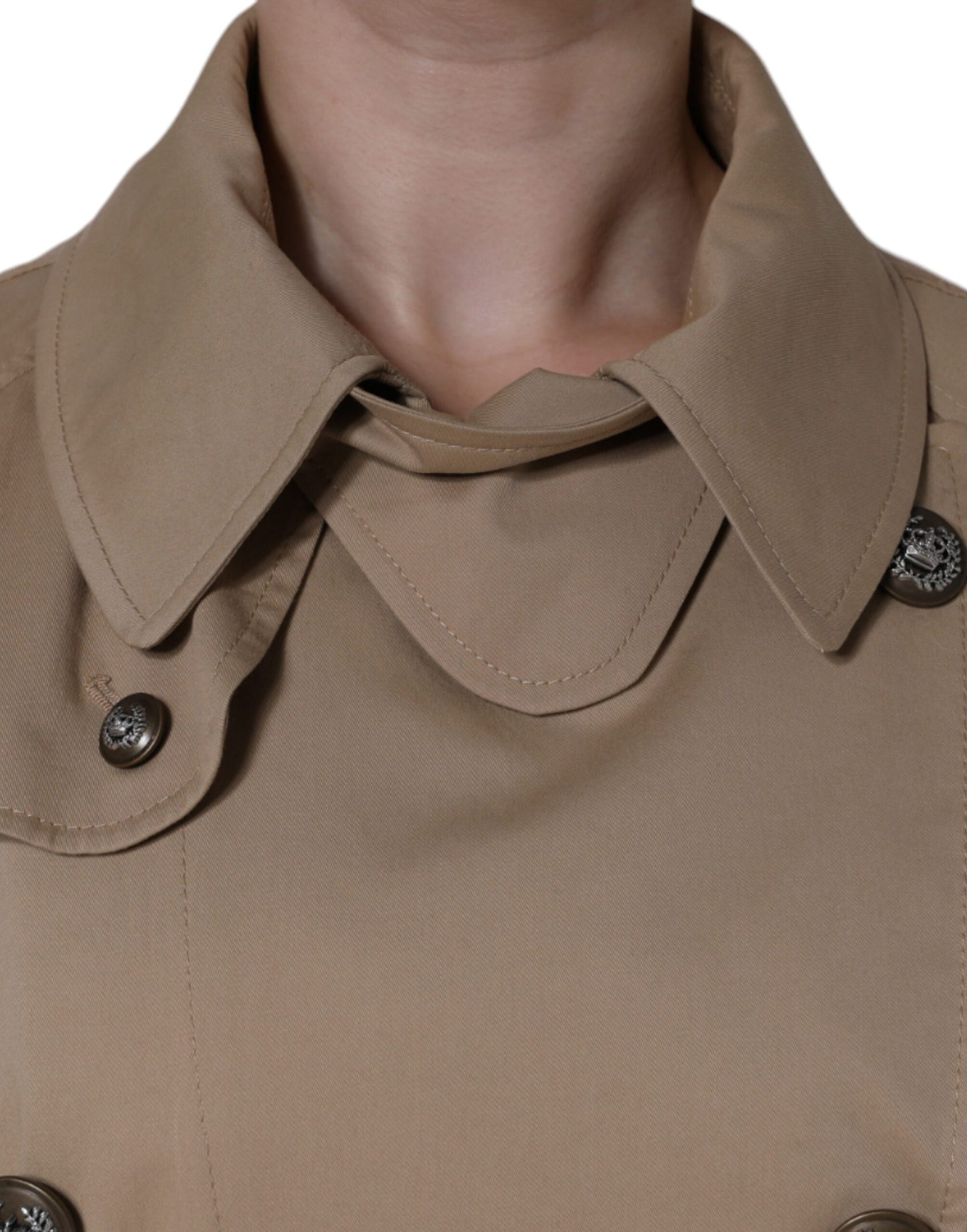 Dolce &amp; Gabbana – Zweireihige Trenchcoat-Jacke in Khaki