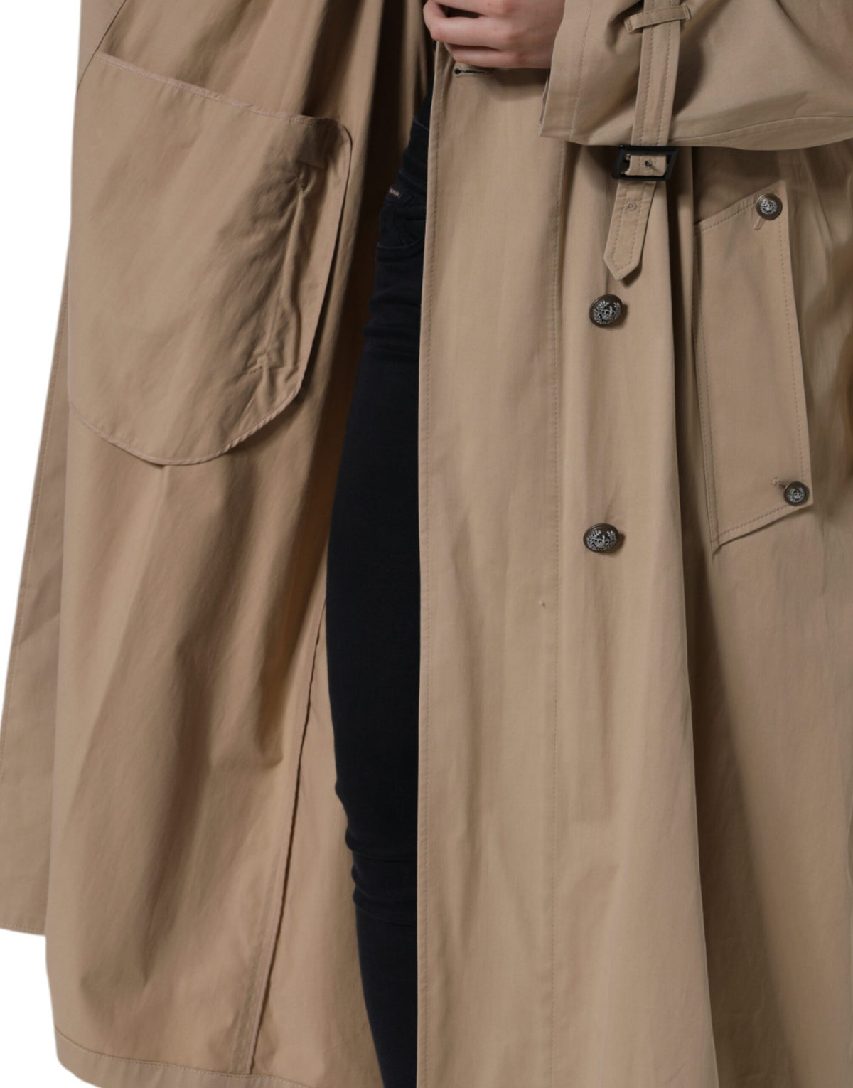 Dolce &amp; Gabbana – Zweireihige Trenchcoat-Jacke in Khaki