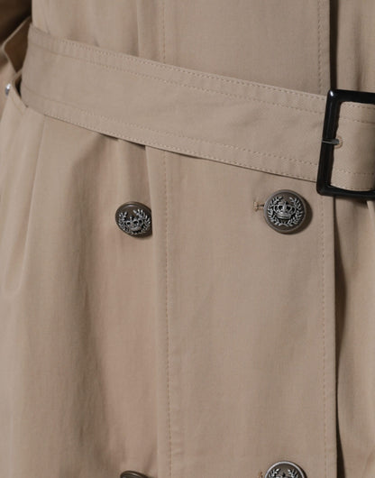 Dolce &amp; Gabbana – Zweireihige Trenchcoat-Jacke in Khaki