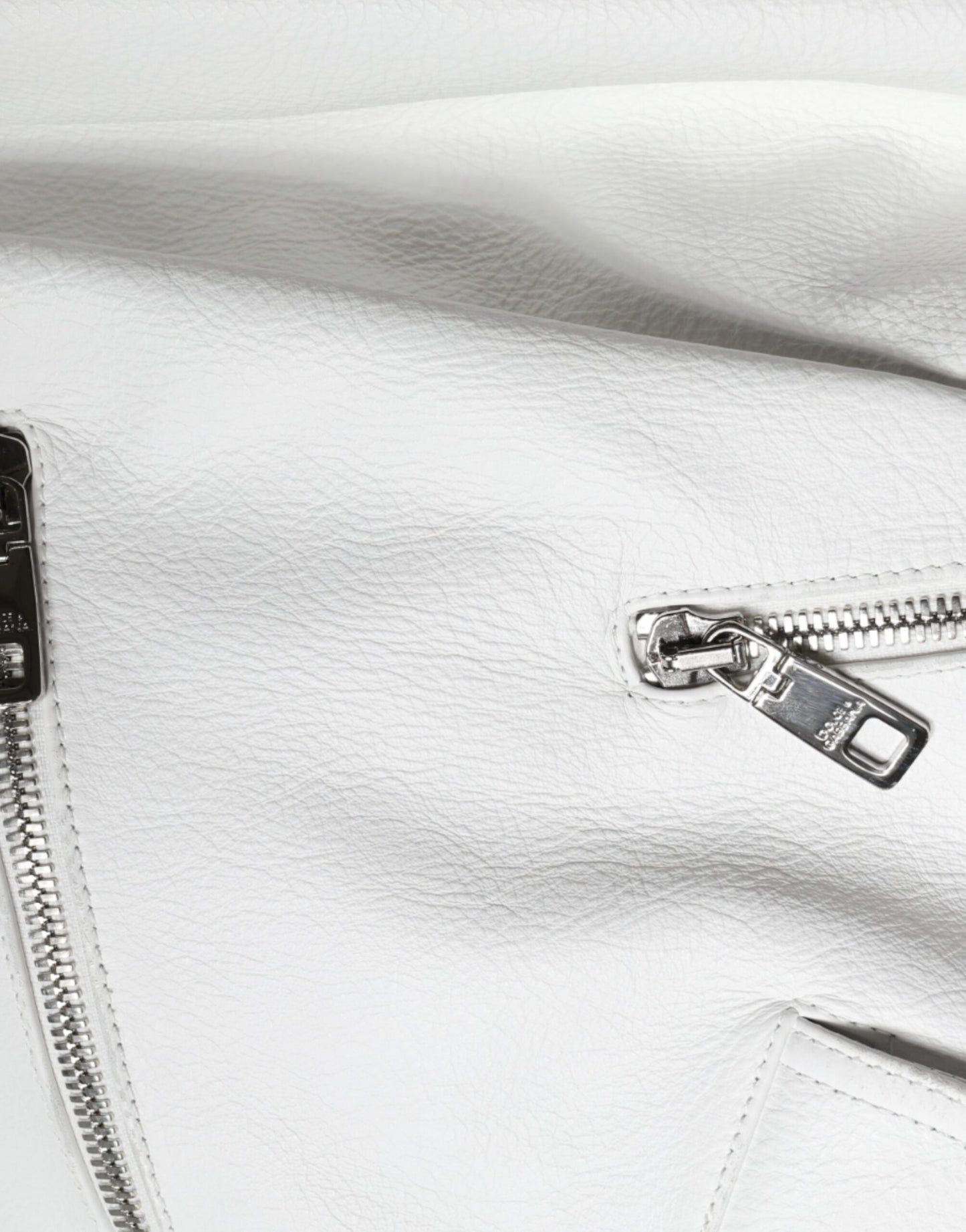 Dolce &amp; Gabbana – Bikermanteljacke aus weißem Lammleder