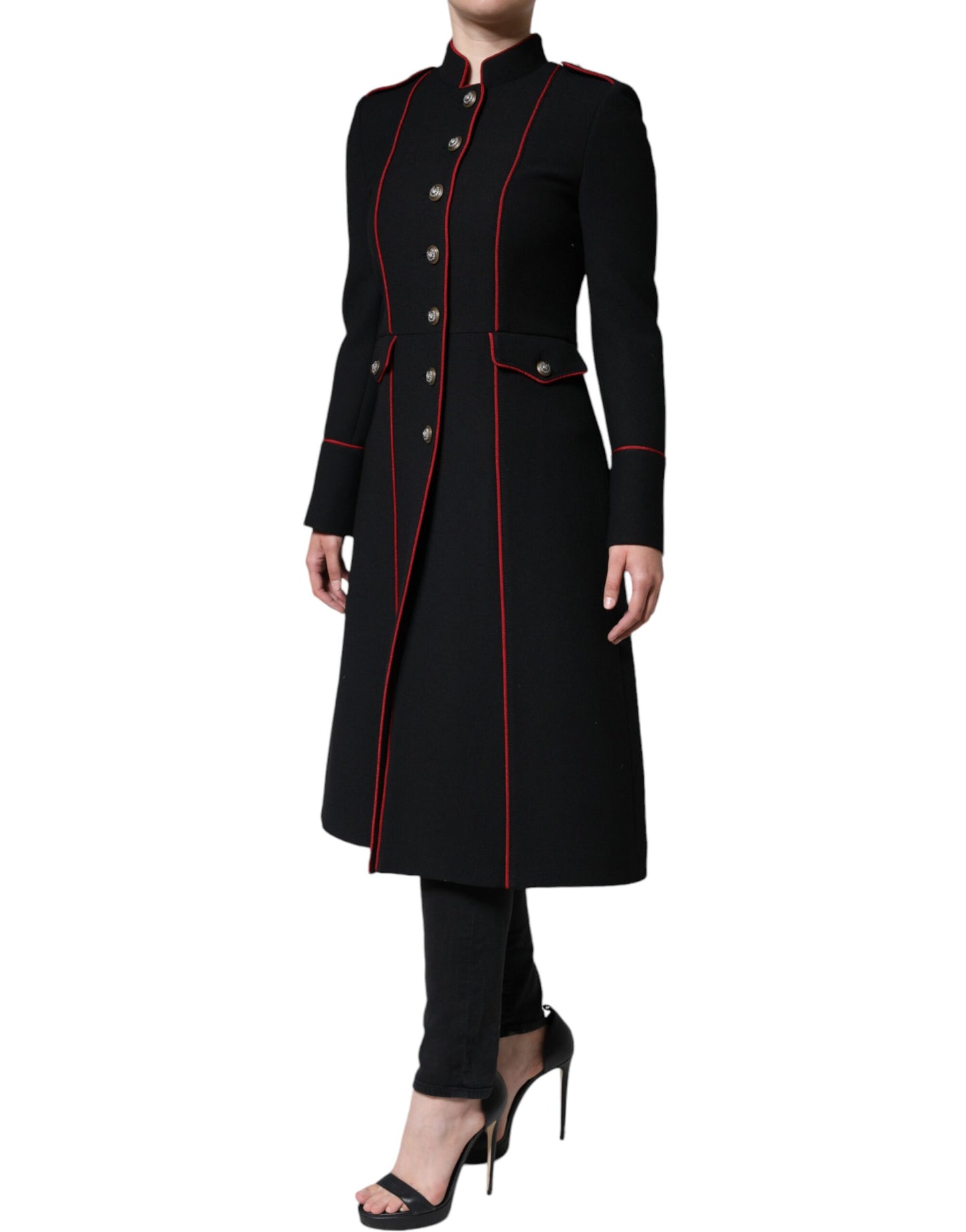 Dolce &amp; Gabbana – Schwarze, einreihige Trenchcoat-Jacke