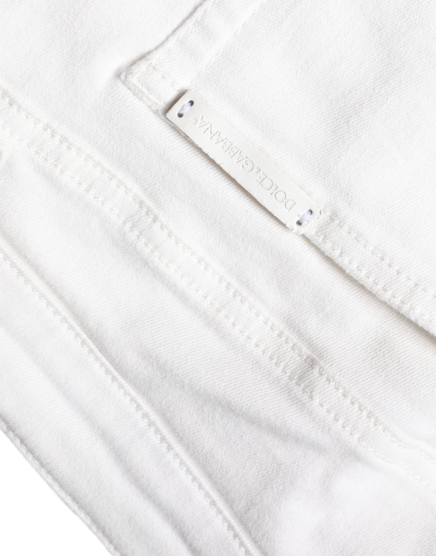 Dolce &amp; Gabbana – Weiße, zerfetzte Skinny-Jeans aus Baumwollstretch