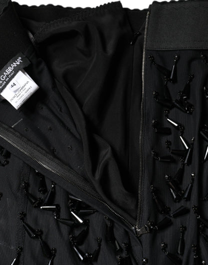 Dolce &amp; Gabbana – Schwarzer, verzierter Midirock im Bleistiftschnitt